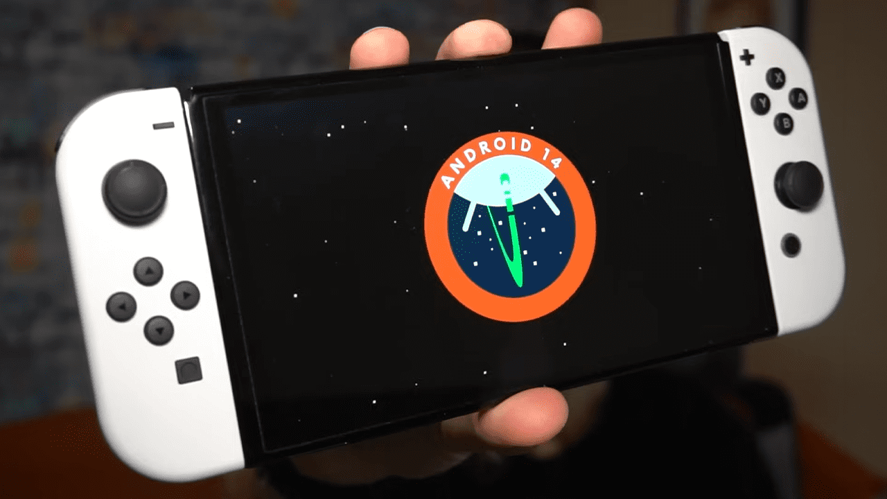 Android 14 siendo ejecutado en una Nintendo Switch Oled